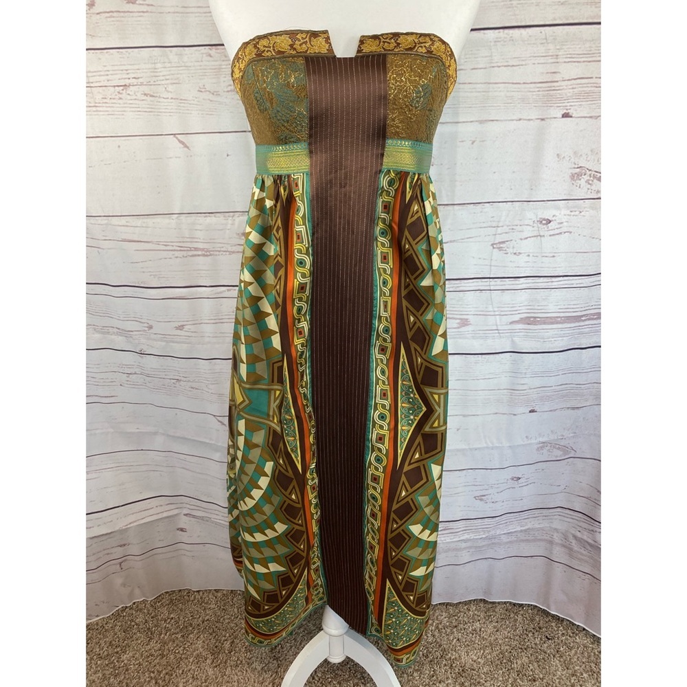 Nicole Miller 100% Silk Strapless Dress